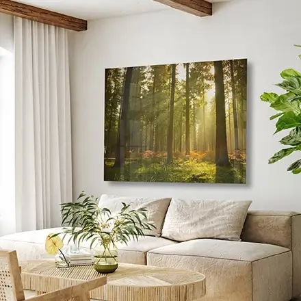 Wandbild Wohnzimmer - Acrylglasbild &uuml;ber dem Sofa