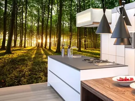 Papier peint photo cuisine : finition lavable avec laminage