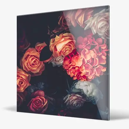 Tableau sur verre fleurs