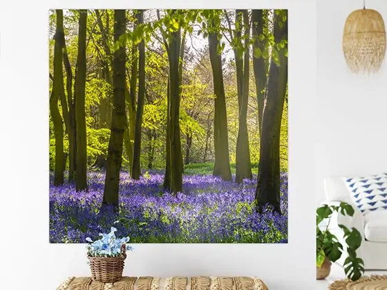 Wandaufkleber nach Ma&szlig; mit Druck - Beispiel im Wohnzimmer Interieur
