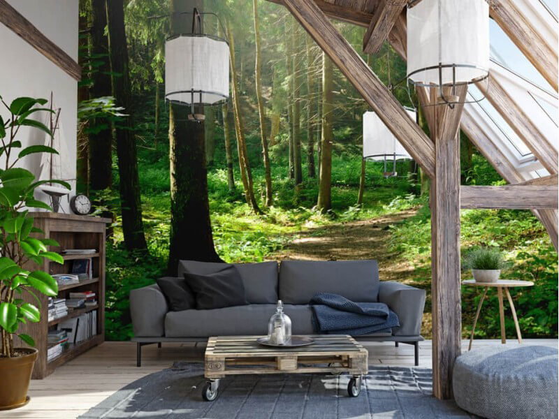 papier peint photo salon avec paysage de montagne – Nikkel Art