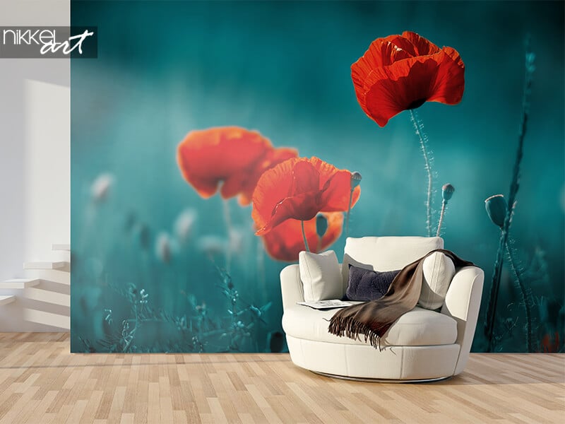 Fotobehang Amazing poppy field