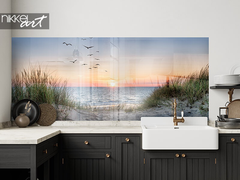 Keuken foto achterwand Zandduinen op het strand bij zonsondergang