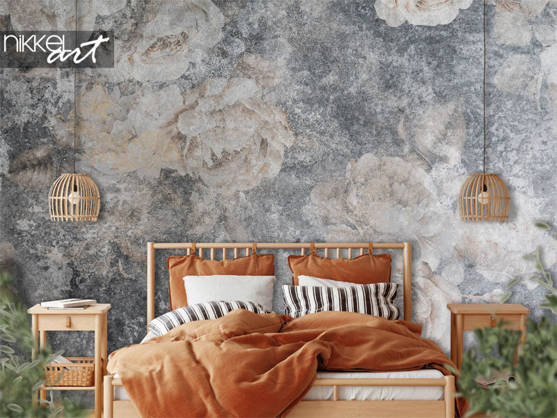 Fotobehang decoratieve vintage achtergrond grunge textuur met rozen