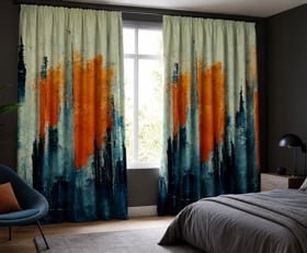 Gordijnen Aquarelschilderij wolkenkrabber