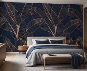 Fotobehang Blauw goud patronen