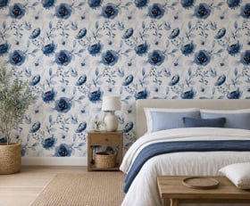 Fotobehang Blauw wit patronen