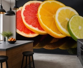 Fotobehang Plakjes fruit
