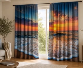 Gordijnen Strand zonsondergang