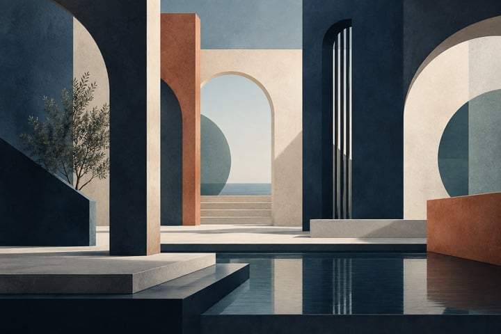 Blauwe abstracte kunst als cadeau-inspiratie voor een liefhebber van design