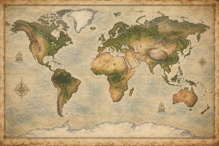 Vintage wereldkaart als cadeau-inspiratie voor een reiziger