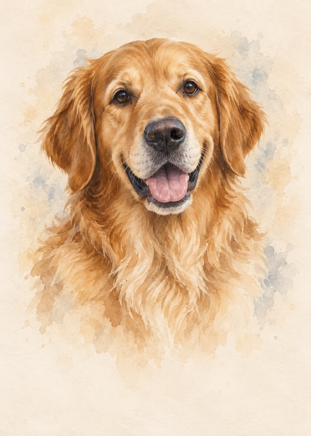 Voorbeeld van een aquarelportret van een golden retriever