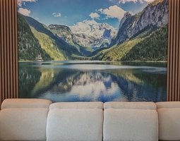 Fotobehang Gosausee met bergreflectie in Oostenrijk