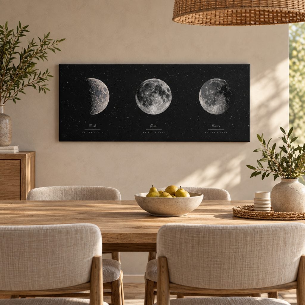 Persoonlijke maanposter met meerdere maanfasen